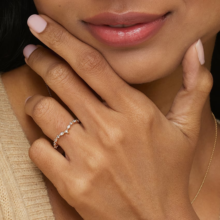 0.31 CTW Round And Marquise Lab Grown Diamonds Curved Wedding Band