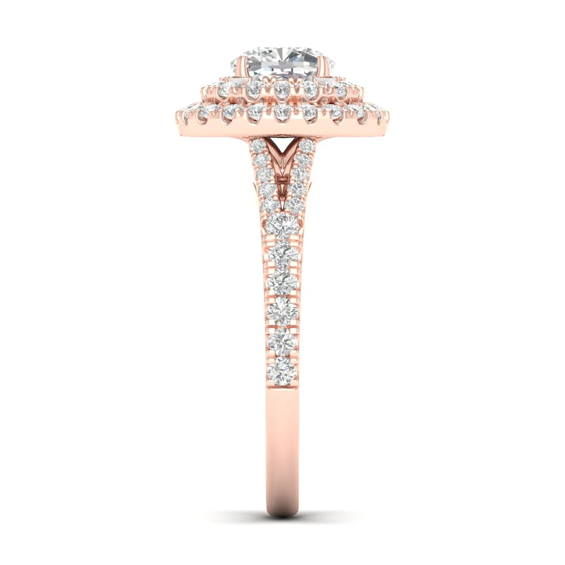 1.90 CTW Cushion Double Halo Lab Grown Diamond Split Shank Ring