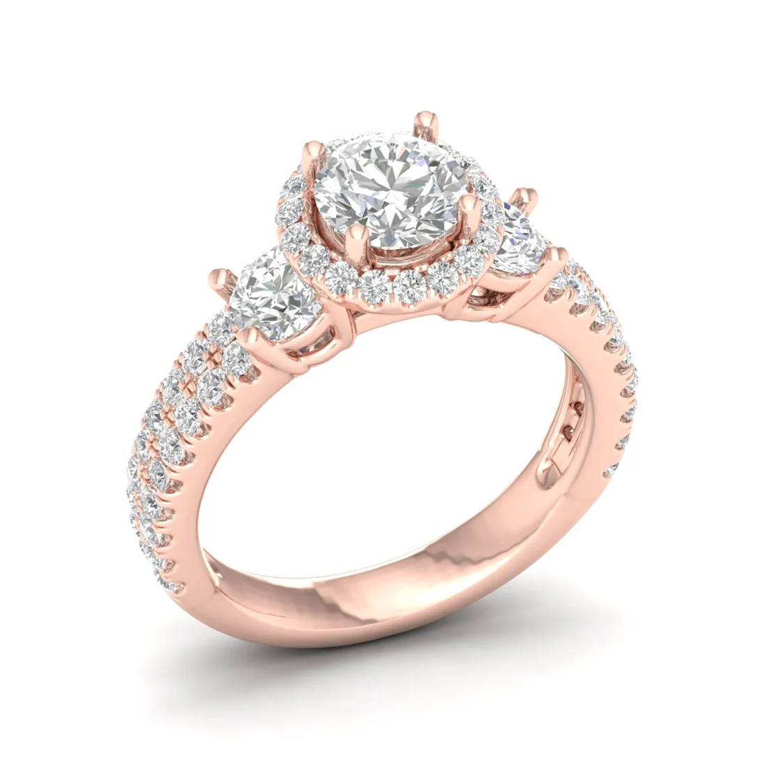 2.10 CTW Round Cut Halo Lab Grown Diamond Ring