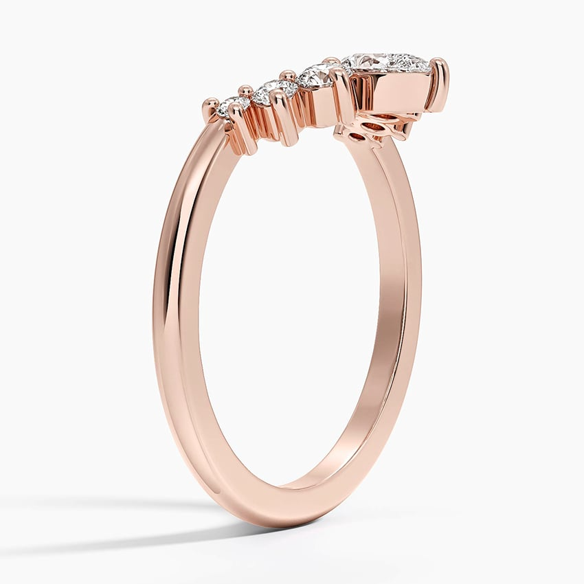 0.37CTW Round And Pear Lab Grown Diamond Yellow Gold Wedding Band