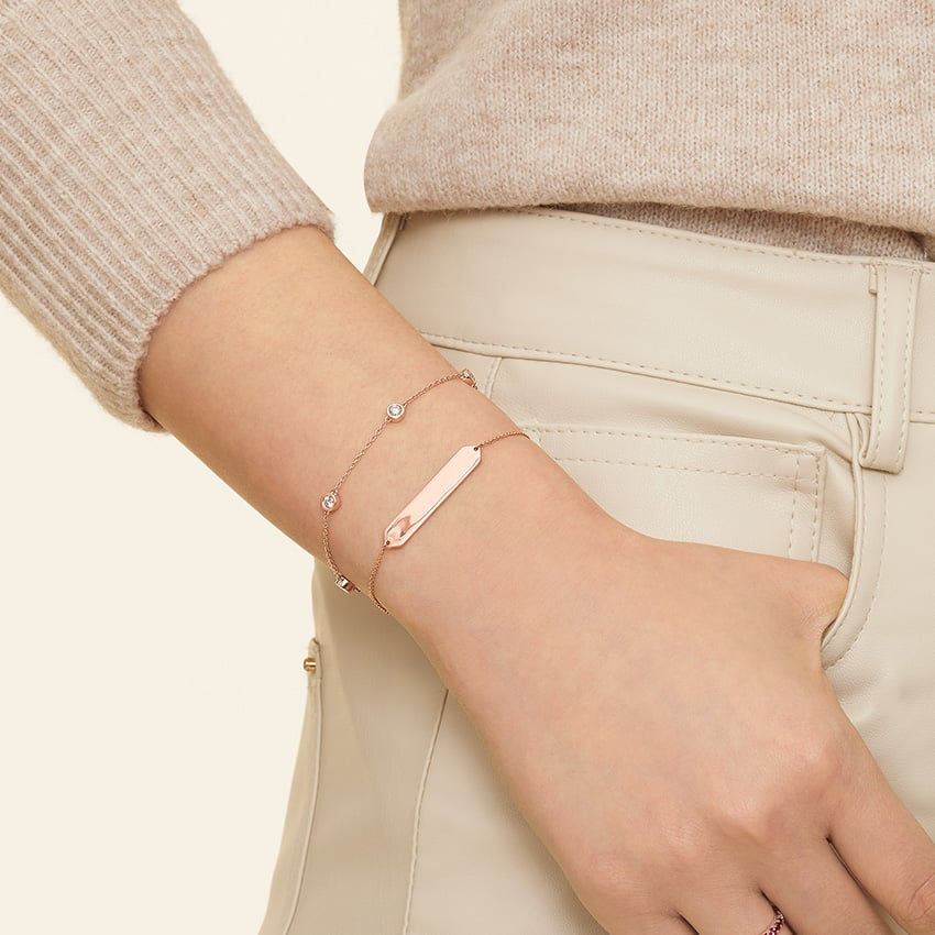 7 inch 1/2CTW Five Lab grown Diamond Bezel Bracelet in Gold