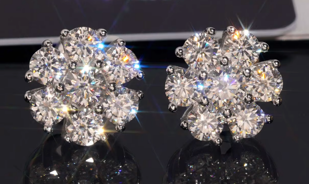 Aster Silver Moissanite Stud Earrings