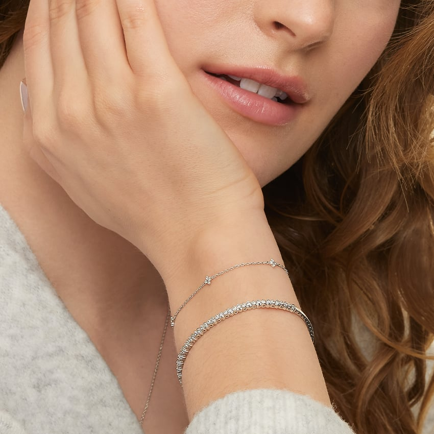 1CTW 7 inch Lab Grown Diamond Push Button Tennis Bracelet