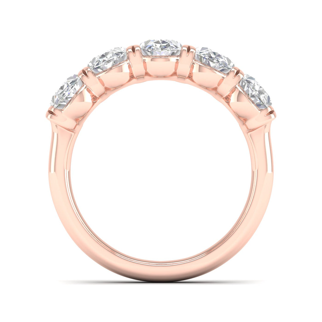 3 CTW Oval Five Stone Lab Grown Diamond Anniversary Band