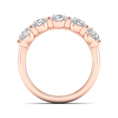 3 CTW Oval Five Stone Lab Grown Diamond Anniversary Band