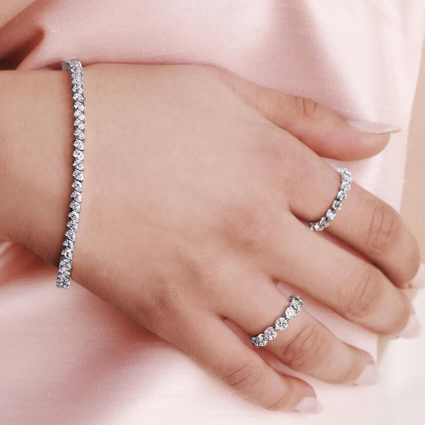 Round Cut Lab Grown Diamond 14k Gold Full Eternity Stacking Wedding Band