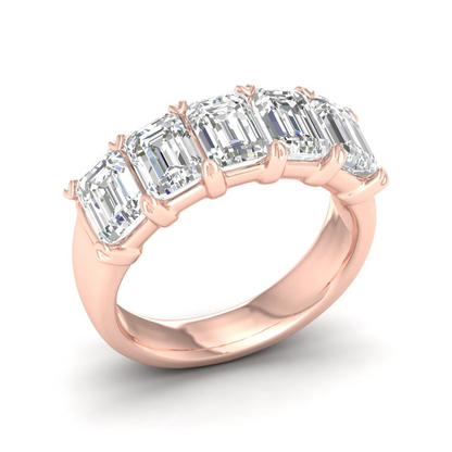 4 CTW Five Stone Emerald Lab Grown Diamond Anniversary Band