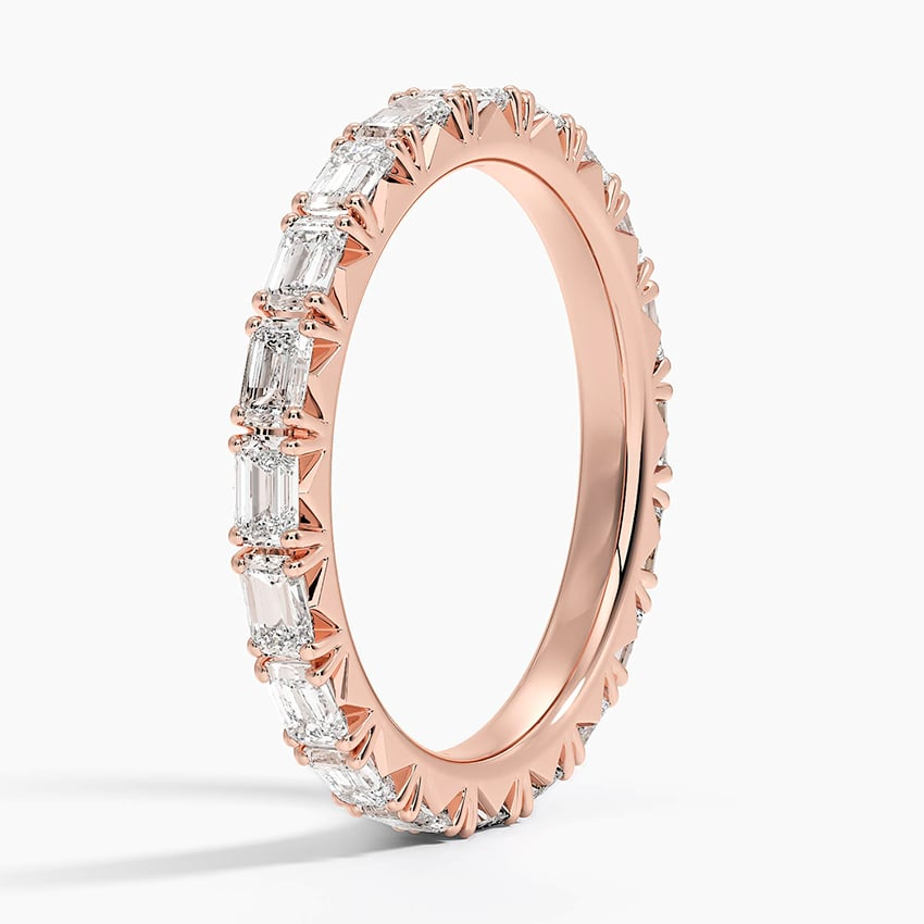 1.38CTW Emerald Cut Lab Grown Diamond Full Eternity Wedding Band