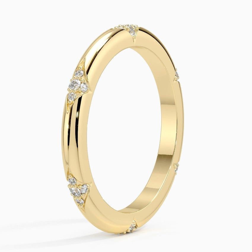 Round Lab Grown Diamond Yellow Gold Wedding Band For Women