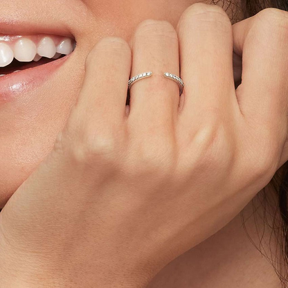 0.13 CTW Half Coverage Lab Grown Diamond Open Cuff 18k Wedding Band