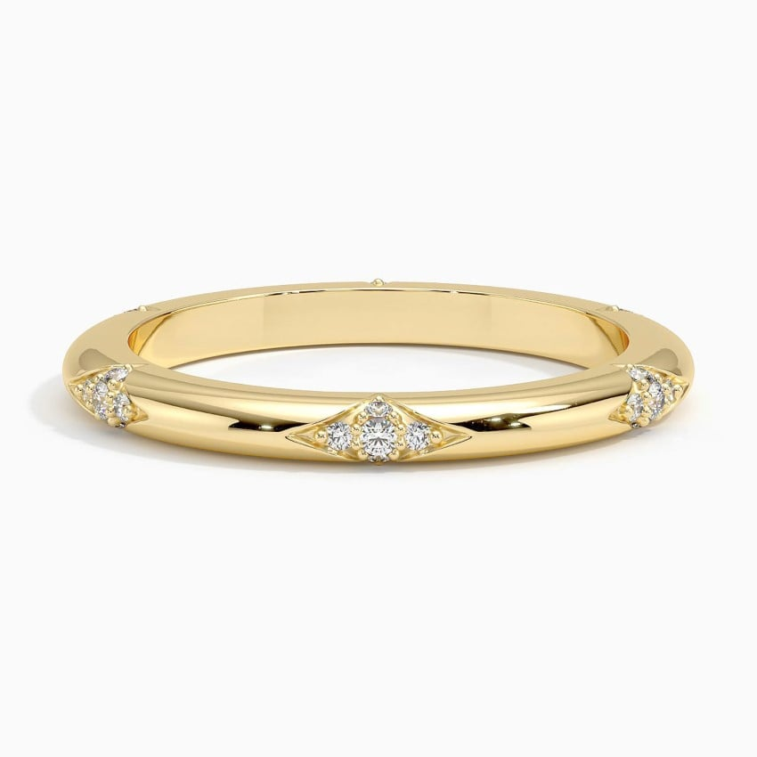 Round Lab Grown Diamond Yellow Gold Wedding Band For Women