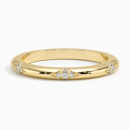 Round Lab Grown Diamond Yellow Gold Wedding Band For Women