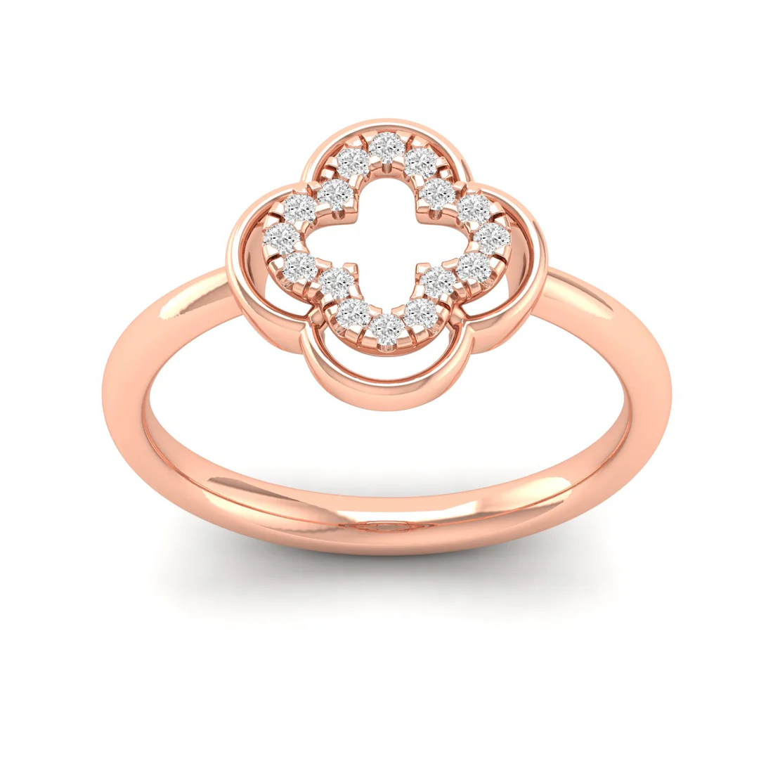 0.12Ctw Lab Grown Diamond Leaf Clover Ring