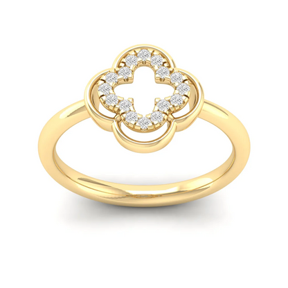 0.12Ctw Lab Grown Diamond Leaf Clover Ring