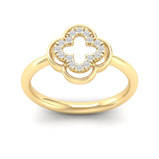 0.12Ctw Lab Grown Diamond Leaf Clover Ring
