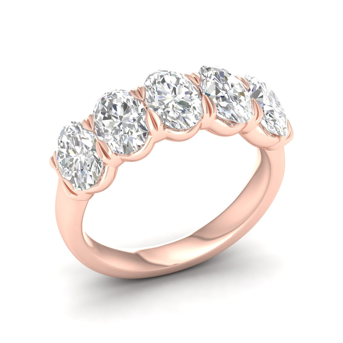 3 CTW Oval Five Stone Lab Grown Diamond Anniversary Band