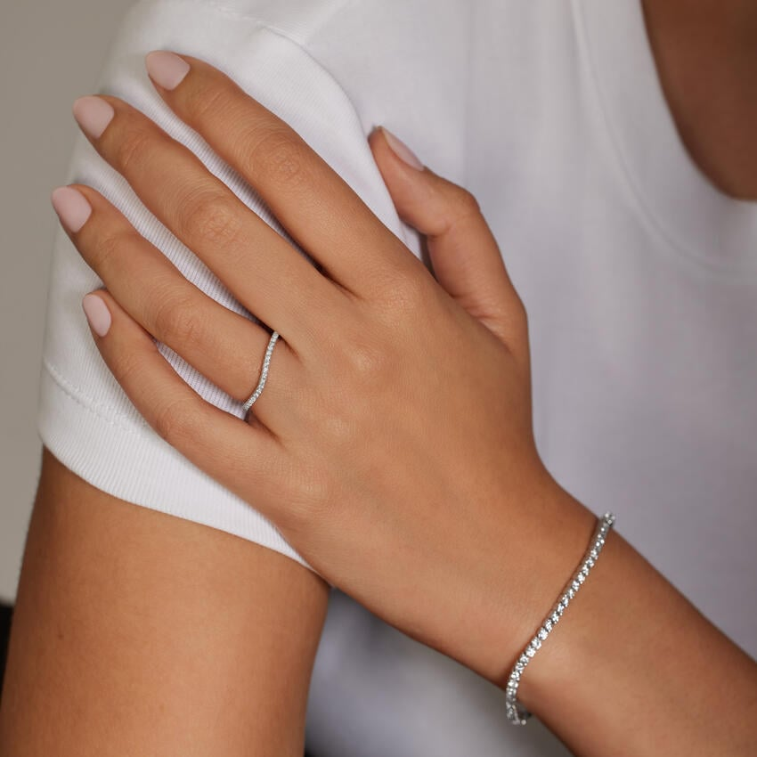 0.17CTW Round Cut Lab Grown Diamond White Gold Wedding Band