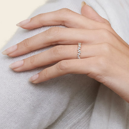 Alternative Pear and Round Lab Grown Diamond Wedding Band in 18k Gold