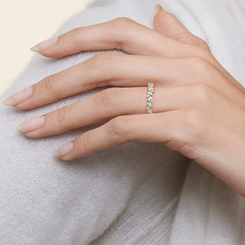 Alternative Pear and Round Lab Grown Diamond Wedding Band in 18k Gold