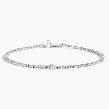1.02CTW 7inch Center Pear Lab Grown Diamond Tennis Bracelet