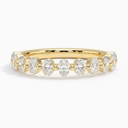 0.84CTW Oval Lab Grown Diamond Yellow Gold Wedding Band