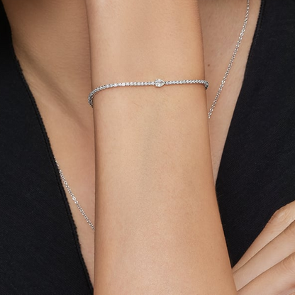 1.02CTW 7inch Center Pear Lab Grown Diamond Tennis Bracelet