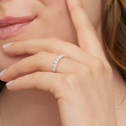 0.91 CTW Half Coverage Lab Grown Diamond Women's 18k Wedding Band