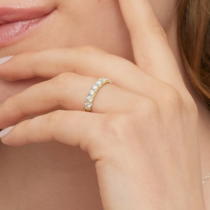 0.91 CTW Half Coverage Lab Grown Diamond Women's 18k Wedding Band