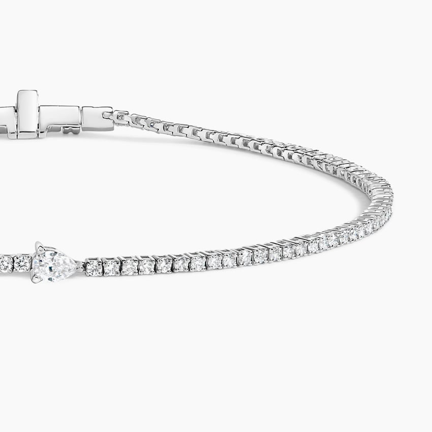 1.02CTW 7inch Center Pear Lab Grown Diamond Tennis Bracelet