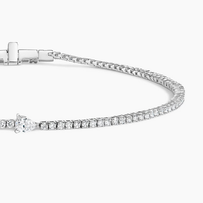 1.02CTW 7inch Center Pear Lab Grown Diamond Tennis Bracelet