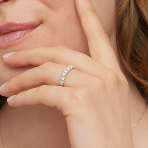 0.91 CTW Half Coverage Lab Grown Diamond Women's 18k Wedding Band