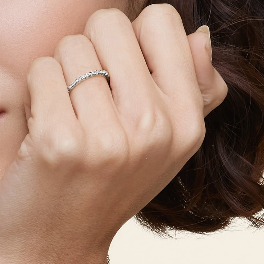 0.16CTW Baguette Cut Lab Grown Diamond Wedding Band For Women