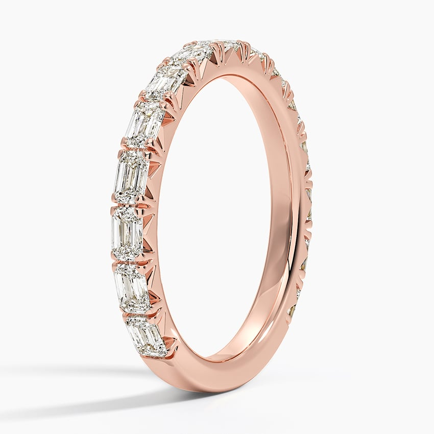 0.83 CTW Emerald Cut Lab Grown Diamond 3/4 Eternity Wedding Band