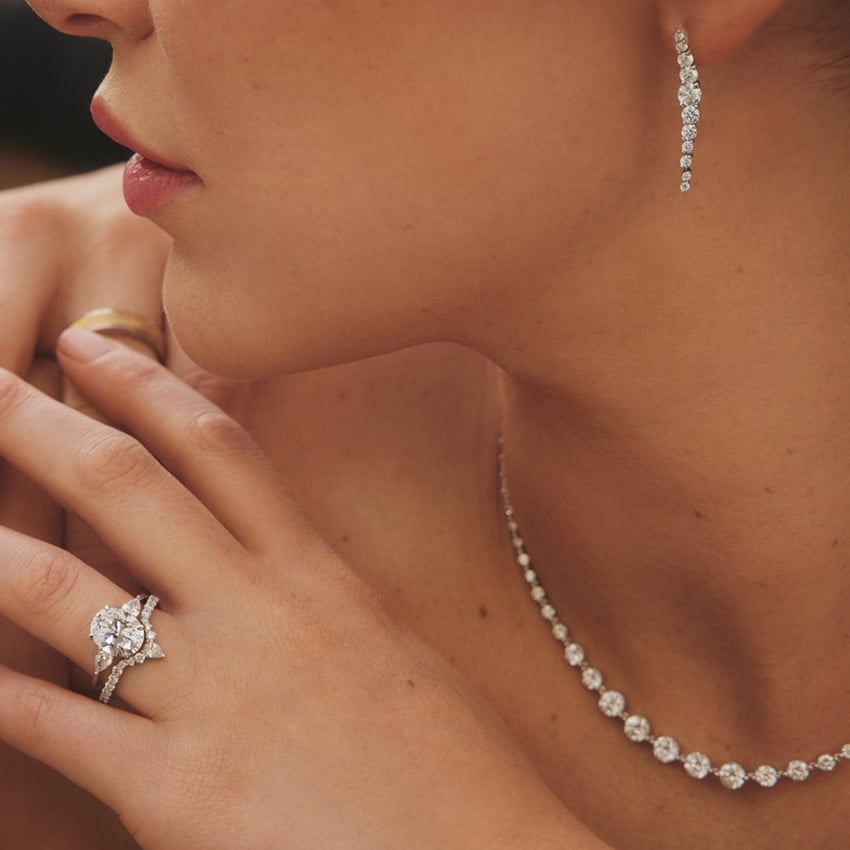 0.46CTW Lab Grown Diamond V Shaped Wedding Band For Women