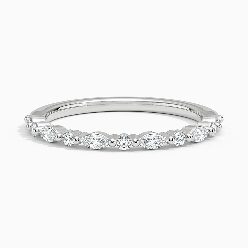 Alternative Round And Marquise Lab Grown Diamond 14k Gold Band