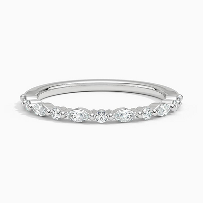 Alternative Round And Marquise Lab Grown Diamond 14k Gold Band
