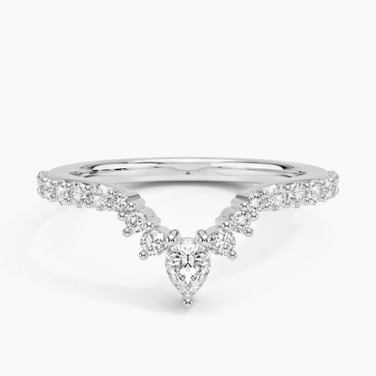 0.46CTW Lab Grown Diamond V Shaped Wedding Band For Women