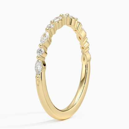 Alternative Round And Marquise Lab Grown Diamond 14k Gold Band