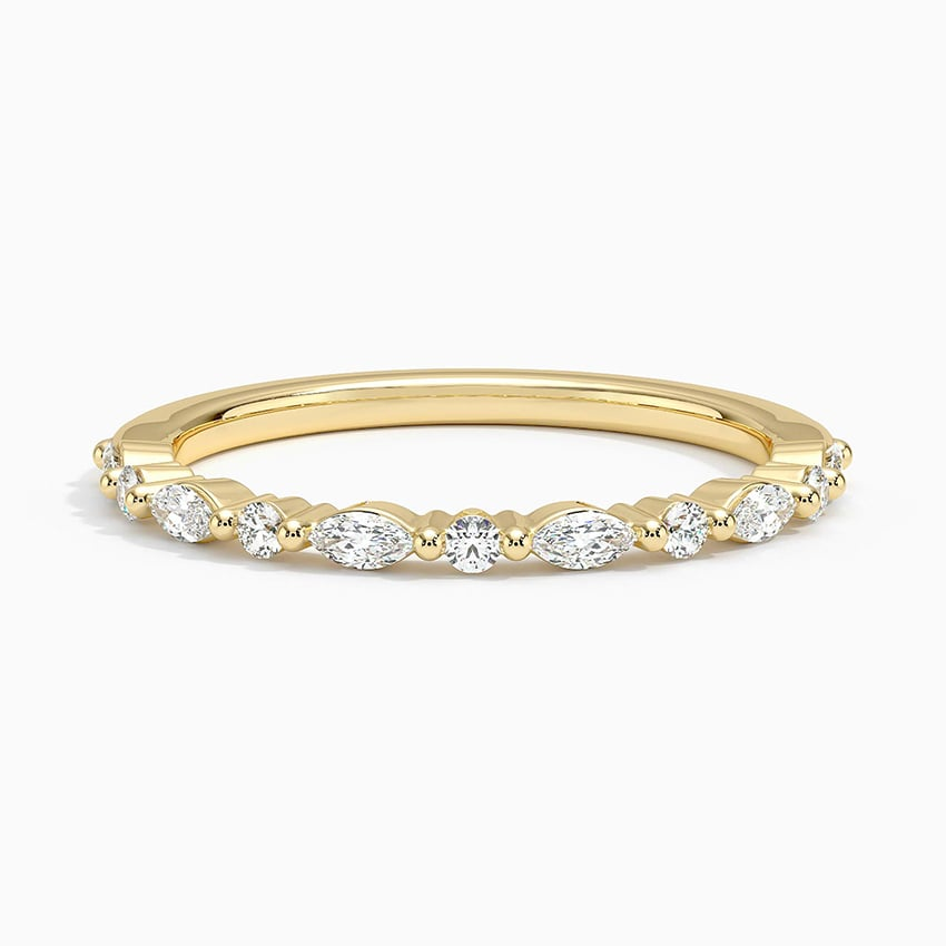 Alternative Round And Marquise Lab Grown Diamond 14k Gold Band