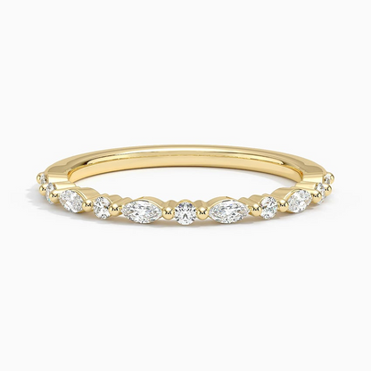 Alternative Round And Marquise Lab Grown Diamond 14k Gold Band