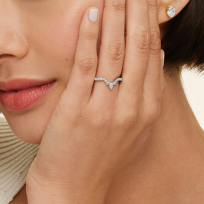 0.46CTW Lab Grown Diamond V Shaped Wedding Band For Women