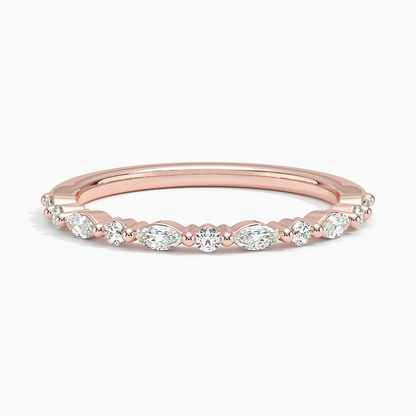 Alternative Round And Marquise Lab Grown Diamond 14k Gold Band