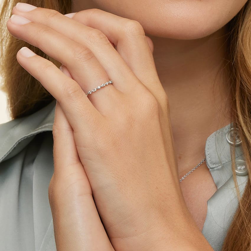 Alternative Round And Marquise Lab Grown Diamond 14k Gold Band