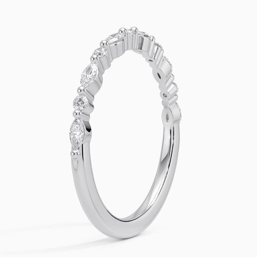 Alternative Round And Marquise Lab Grown Diamond 14k Gold Band