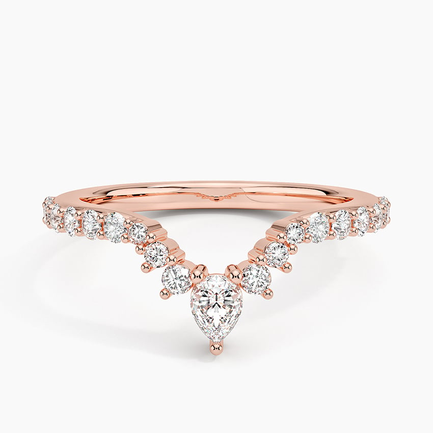 0.46CTW Lab Grown Diamond V Shaped Wedding Band For Women