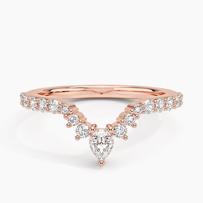 0.46CTW Lab Grown Diamond V Shaped Wedding Band For Women