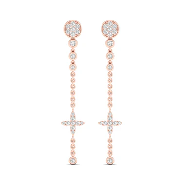 0.48 CTW Lab Grown Diamond Modern Pavé Cross Drop Earrings