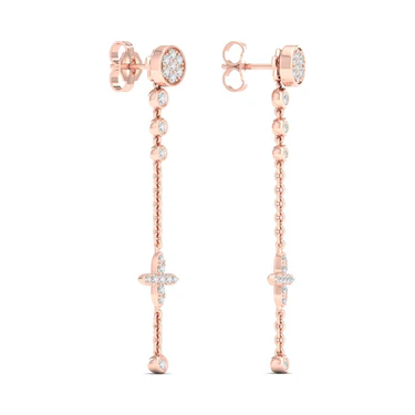 0.48 CTW Lab Grown Diamond Modern Pavé Cross Drop Earrings