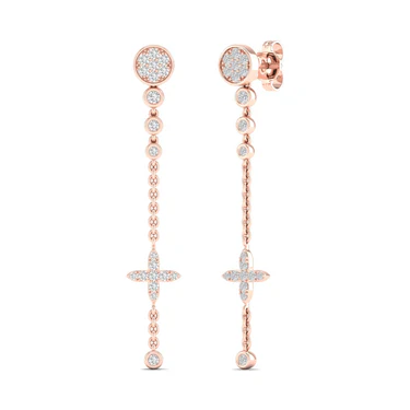 0.48 CTW Lab Grown Diamond Modern Pavé Cross Drop Earrings