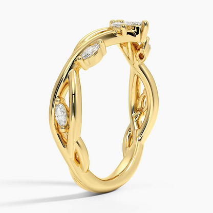 0.23CTW Marquise Cut Lab Grown Diamond Yellow Gold Wedding Band
